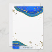 Invitation Blue Gold Aquarelle Géode Agate Hanoukka Holiday (Dos)
