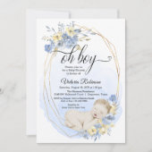 Invitation Blue Gold Aquarelle Oh Baby shower garçon (Devant)
