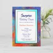 Invitation Blue Gold Aquarelle Surprise Anniversaire Dîner (Debout devant)