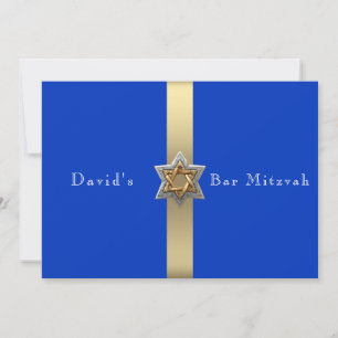 Invitation Blue & Gold Bar Mitzvah Star de David