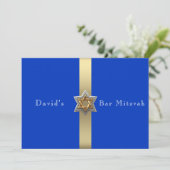 Invitation Blue & Gold Bar Mitzvah Star de David (Debout devant)