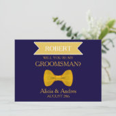 Invitation Blue & Gold Bow Serez-vous mon Groomsman? (Debout devant)