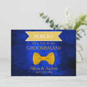 Invitation Blue & Gold Bow Serez-vous mon Groomsman? Invitati (Debout devant)