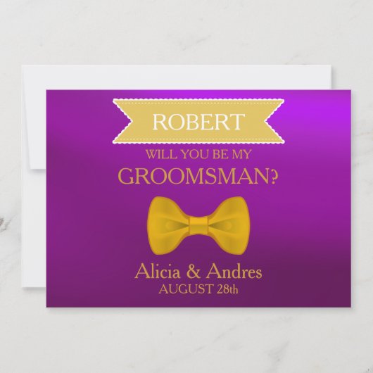 Invitation Blue & Gold Bow Serez-vous mon Groomsman? Invitati (Devant)