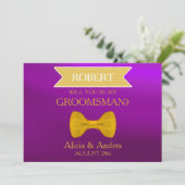 Invitation Blue & Gold Bow Serez-vous mon Groomsman? Invitati (Debout devant)