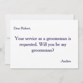 Invitation Blue & Gold Bow Serez-vous mon Groomsman? Invitati (Dos)