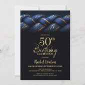 Invitation Blue Gold Braid 50e fête d'anniversaire (Devant)
