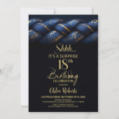 Invitation Blue Gold Braid Surprise 18e fête d'anniversaire (Devant)