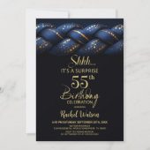 Invitation Blue Gold Braid Surprise 55e anniversaire fête (Devant)