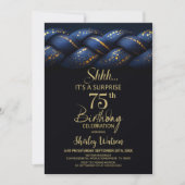 Invitation Blue Gold Braid Surprise 75e fête d'anniversaire (Devant)