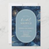 Invitation Blue Gold Celestial Starry Sky Bridal Shower (Devant)