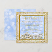 Invitation Blue Gold Cinderella Princess Quinceanera (Devant / Derrière)