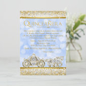 Invitation Blue Gold Cinderella Princess Quinceanera (Debout devant)