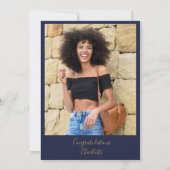 Invitation Blue Gold Classe de script Photo Graduation Party (Dos)