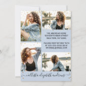 Invitation Blue Gold Confetti Photo Collage Sweet 16 (Dos)