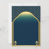 Invitation Blue Gold Dome islamique et Lanterns Mariage musul (Dos)