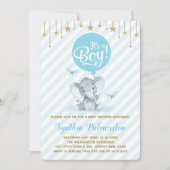 Invitation Blue Gold Elephant Baby shower Twinkle Star Invita (Devant)