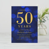 Invitation Blue Gold encourage à 50 ans fête d'anniversaire (Debout devant)