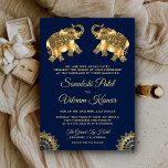 Invitation Blue Gold Ethnic Elephants Indian Wedding Invitati<br><div class="desc">Éblouissez vos invités avec cet élégant faire-part de mariage indien aux éléphants joliment décorés contre un arrière - plan bleu foncé. Ajoutez simplement les détails de votre événement sur ce modèle facile à utiliser pour en faire une invitation unique. Cette carte est entièrement personnalisable. Tous les textes sont modifiables et...</div>