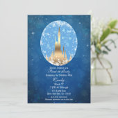Invitation Blue Gold Fairy Tale Castle Sparkle Sweet 16 (Debout devant)