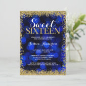 Invitation Blue Gold Faux Parties scintillant Lumières Sweet (Debout devant)