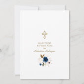 Invitation Blue Gold Floral Espagnol 1er Anniversaire & Baptê (Dos)