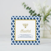 Invitation Blue Gold Hanoukka Star Du David Menorah Party (Debout devant)