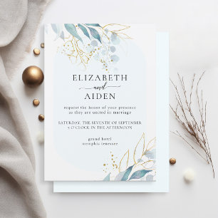 Invitation Blue Gold (Imiter) White Mariage Collection Invi
