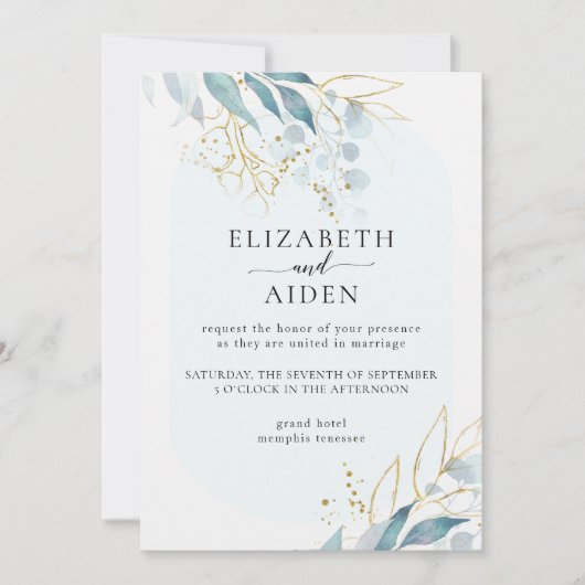 Invitation Blue Gold (Imiter) White Mariage Collection Invi (Devant)