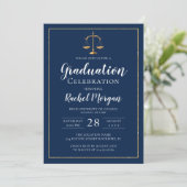 Invitation Blue Gold Justice Law School Graduation Photo (Debout devant)
