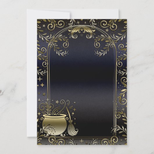 Invitation Blue Gold Magic Whimsical Wicca sorcières Rassembl (Dos)