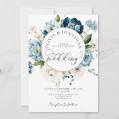 Invitation Blue Gold Navy All in 1 Budget QR Code Mariage (Devant)