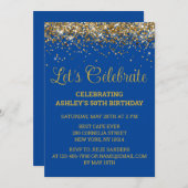 Invitation Blue & Gold Parties scintillant 50e anniversaire F (Devant / Derrière)