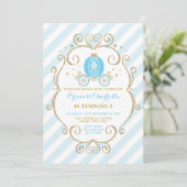 Invitation Blue Gold Princess Cendrillon Anniversaire (Debout devant)