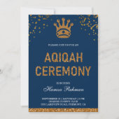 Invitation Blue Gold Royal Crown Prince Aqiqah (Devant)