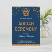 Invitation Blue Gold Royal Crown Prince Aqiqah (Debout devant)