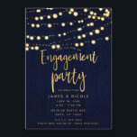 Invitation Blue Gold Rustic Wood & Lights<br><div class="desc">personnaliser pour votre événement</div>