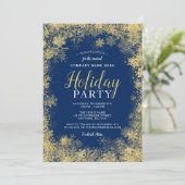 Invitation Blue Gold Snowflake Corporate Holiday Party (Debout devant)