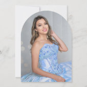 Invitation Blue Gold Sparkle Photo Quinceañera Balloon (Dos)