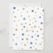 Invitation Blue Gold Stars Baby shower blanc (Dos)