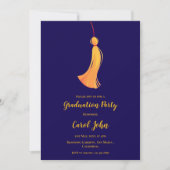 Invitation Blue Gold Tassel Cute Photo 2025 Graduation Party (Devant)