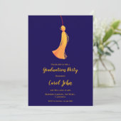 Invitation Blue Gold Tassel Cute Photo 2025 Graduation Party (Debout devant)