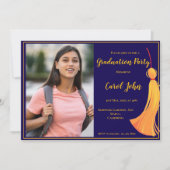 Invitation Blue Gold Tassel Elegant 2025 Graduation Party (Devant)