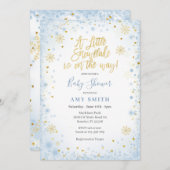 Invitation Blue Gold Un petit flocon de neige est en route (Devant / Derrière)