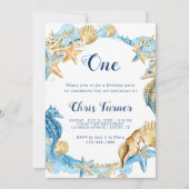 Invitation Blue & Gold Under the Sea Boy Anniversaire (Devant)