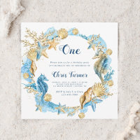Blue & Gold Under the Sea Boy Birthday Carré