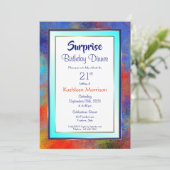 Invitation Blue Gold Watercolor Surprise 21e anniversaire Dîn (Debout devant)