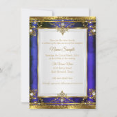 Invitation Blue Gold White Pearl Princess Quinceanera (Dos)