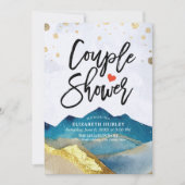 Invitation Blue Golden Mountains Couple Douche Wedding shower (Devant)