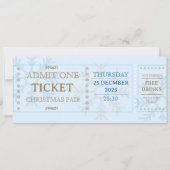 Invitation Blue & Golden Simple Fair Christmas Ticket (Devant)